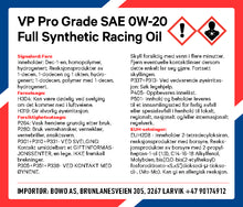 Last inn bildet i Galleri-visningsprogrammet, VP Pro Grade SAE 0W-20 Full Synthetic Racing Oil, qts