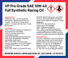 Last inn bildet i Galleri-visningsprogrammet, VP Pro Grade SAE 10W-40 Full Synthetic Racing Oil, qts