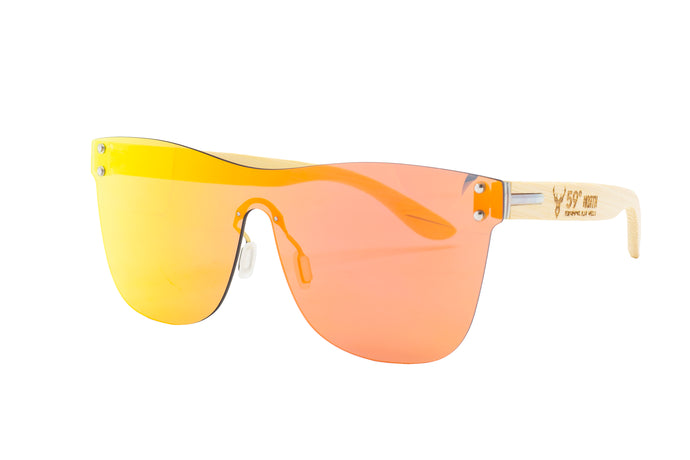59 North Wheels frameless solbriller med rød/oransj glass
