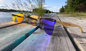 59 North Wheels frameless solbriller med lilla/grønt glass